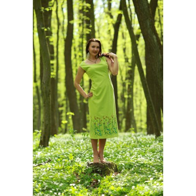Embroidered dress "Lime Forest"